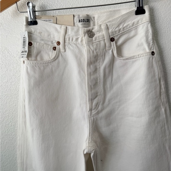 Agolde 90’s Pinch Waist High Rise Straight Jean Marshmallow White Size 23 - Picture 3 of 14